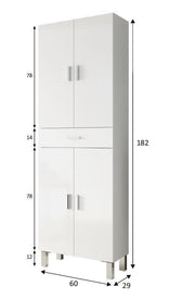 Vespera Tall Bathroom Cupboard in White Gloss Modern Storage Solution for Your Bathroom