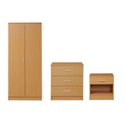 3 Piece Bedroom Furniture Set Wardrobe Bedside Cabinet Chest of Drawers in Stylish Finishes - Lavish Kitchen Isle