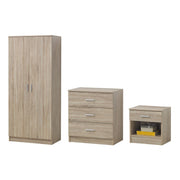 3 Piece Bedroom Furniture Set Wardrobe Bedside Cabinet Chest of Drawers in Stylish Finishes - Lavish Kitchen Isle