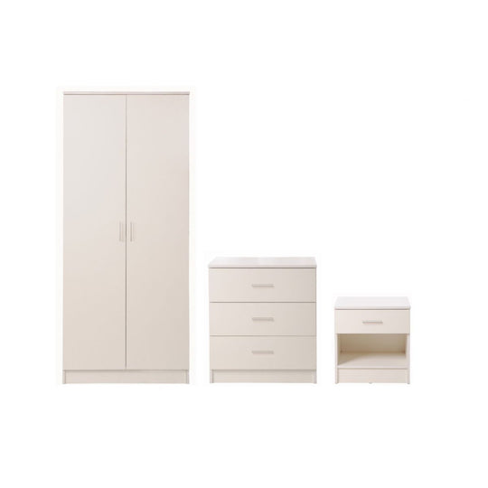 3 Piece Bedroom Furniture Set Wardrobe Bedside Cabinet Chest of Drawers in Stylish Finishes