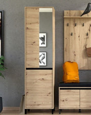 Lavish Kitchen Isle slim 2-door wardrobe in artisan oak effect, narrow shallow-depth design for compact hallway storage.