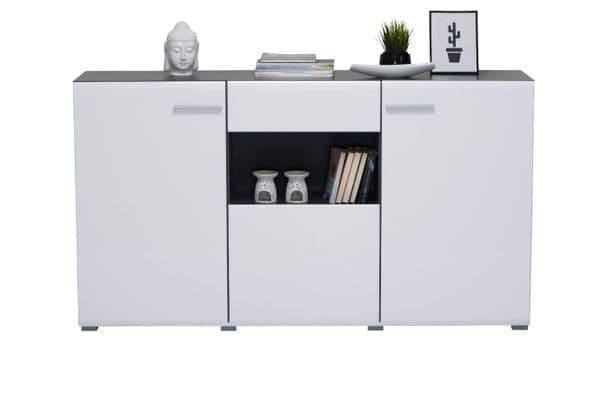 Modern White Gloss 3 Door Sideboard Cabinet with Drawer Stylish Storage Unit for Living Room, Dining Room, or Hallway173cm