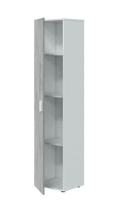 Lavish Kitchen Isle narrow grey and white 1-door utility storage cupboard with shelving, 41cm wide for home or office use