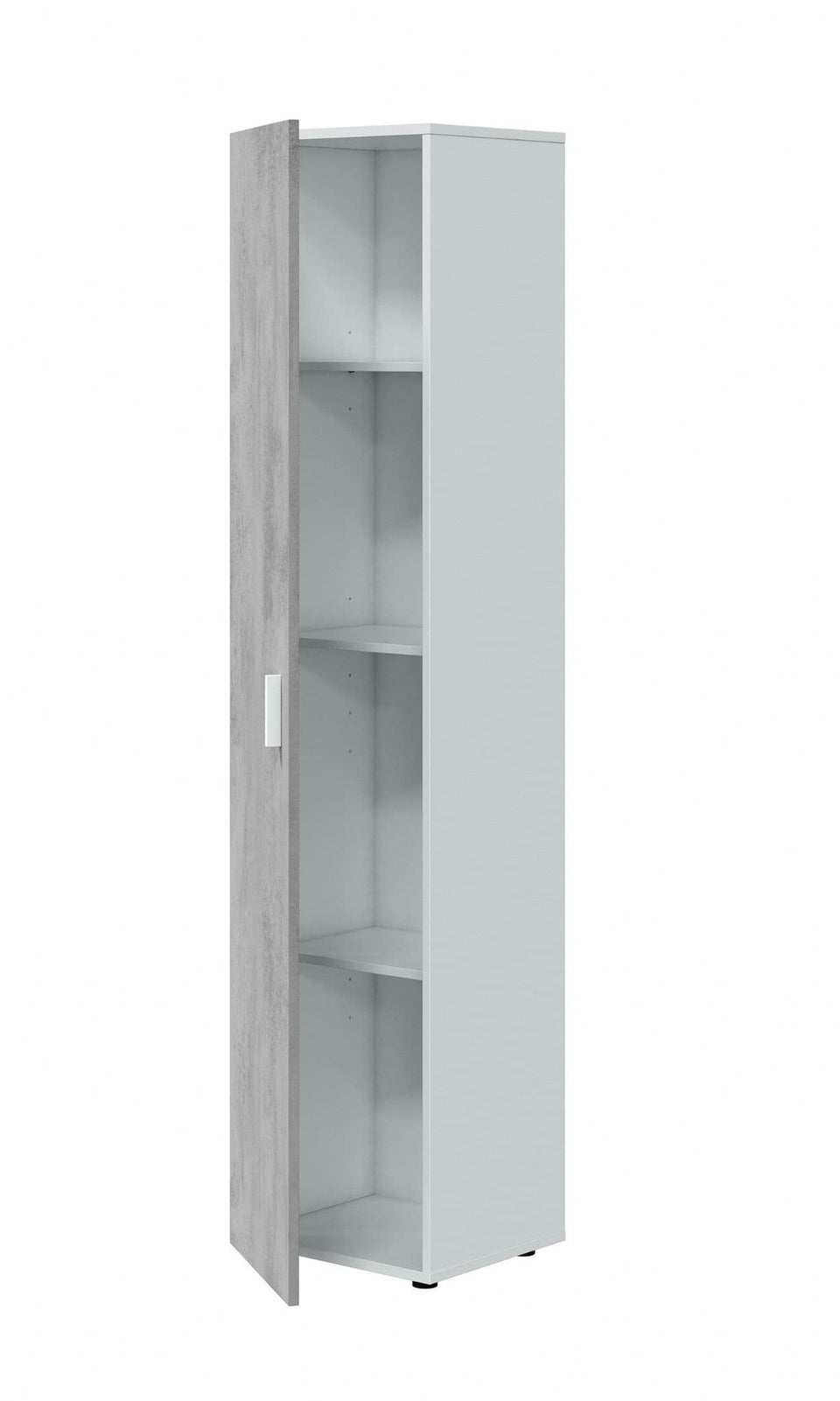 Narrow Grey & White 1 Door Utility Storage Cupboard 41cm Wide with Shelving for Home or Office