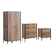 3 Piece Bedroom Furniture Set Wardrobe, Chest of Drawers, Bedside Cabinet Rustic Oak