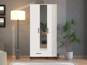 Matte white 3-door mirrored wardrobe by Lavish Kitchen Isle, tall and space-saving storage for hallway or bedroom.