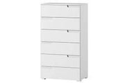 Modern white high gloss tall chest of drawers with 6 drawers, sleek design, ideal bedroom storage by Lavish Kitchen Isle