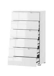 Arctic Elegance 6 Drawers Modern White High Gloss Tall Chest of Drawers 65cm Wide Bedroom Storage Unit