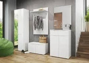 White high gloss tall sideboard cabinet by Lavish Kitchen Isle with solid drawers and doors for living, dining, or bedroom storage.