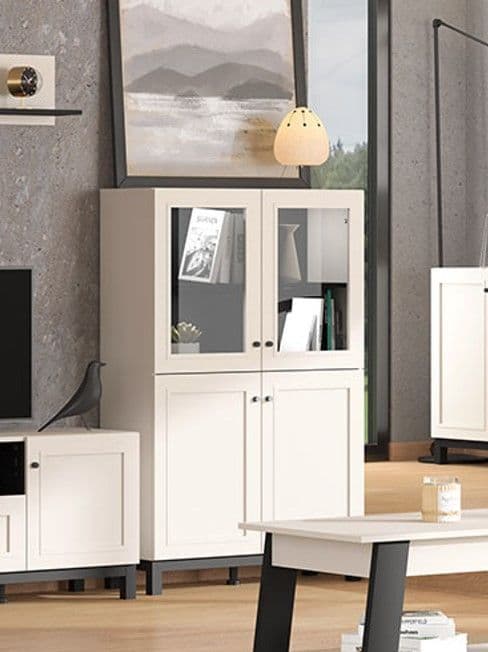 Cashmere Taupe Display Cabinet – 4 Doors and 6 Shelves