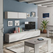 Modern Concrete Grey & White TV Entertainment Unit – 200cm Wide Cabinet Set - Lavish Kitchen Isle