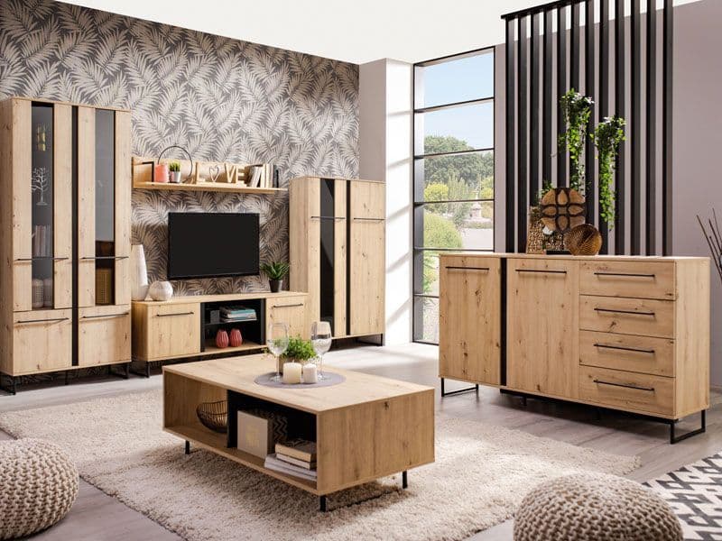 Thornelle Sideboard Cabinet Storage Solidc Oak Effect  Drawer Door Unit RustiModern 159cm Wide Buffet Living Dining Room Furniture