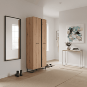 Lavish Kitchen Isle Thornelle Oak Effect Slim Wardrobe with two doors, hanging rail, and shelves for bedroom or hallway storage.