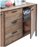 Rustic Industrial Sideboard Cabinet 2 Door  3 Drawer Buffet Storage Unit for Living and Dining Room Furniture