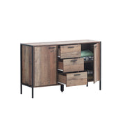 Rustic Industrial Sideboard Cabinet 2 Door  3 Drawer Buffet Storage Unit for Living and Dining Room Furniture