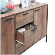 Rustic Industrial Sideboard Cabinet 2 Door  3 Drawer Buffet Storage Unit for Living and Dining Room Furniture
