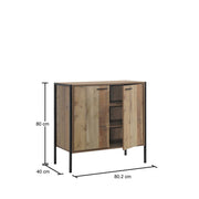 Rustic Industrial 2 Door Sideboard Cabinet Solid Storage Unit for Living and Dining Room