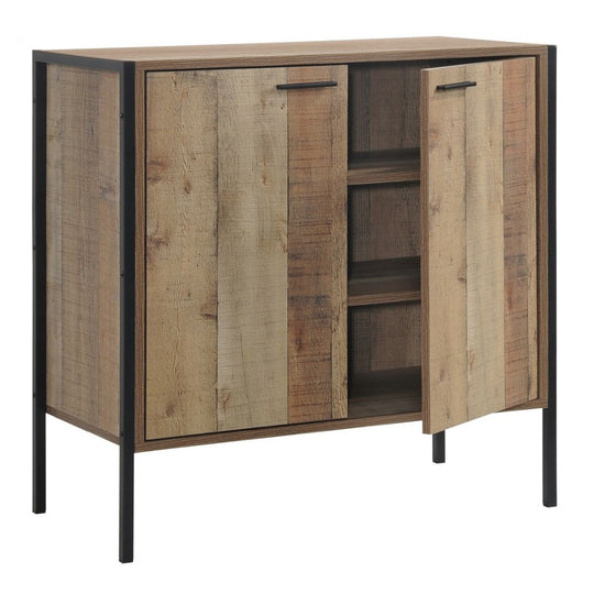 Rustic Industrial 2 Door Sideboard Cabinet Solid Storage Unit for Living and Dining Room