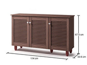Dark Oak 3-Door Shoe Cabinet – Stores Up to 15 Pairs