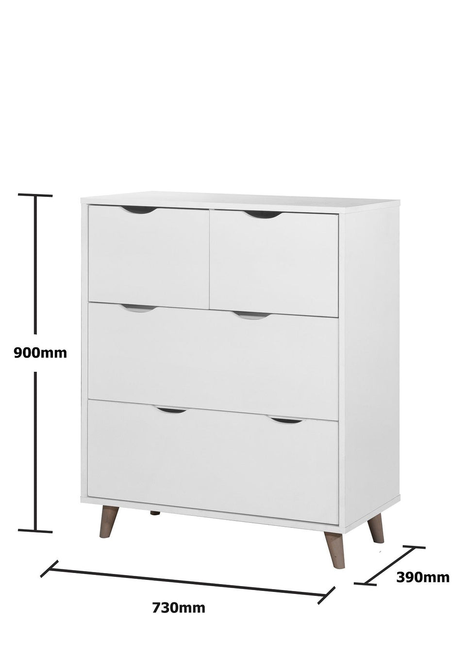 4 Drawer Chest of Drawers – White Bedroom Furniture Storage Unit