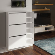 Fifo-Mi 3 Drawer Shoe Rack Cabinet Wooden Storage Stand Organiser, Space-Saving Shoe Shelf Unit for 15 Pairs in White