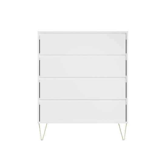 Fifomi 4 Drawer Chest – Modern White Chest of Drawers with Gold Legs Bedroom Storage Solution