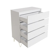 Fifomi 4 Drawer Chest – Modern White Chest of Drawers with Gold Legs Bedroom Storage Solution