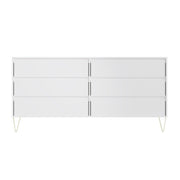 Fifi-Mo 6 Drawer Chest of Drawers Modern White Bedroom, Living Room Furniture with Gold Legs