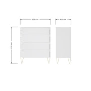Fifomi 4 Drawer Chest – Modern White Chest of Drawers with Gold Legs Bedroom Storage Solution
