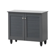 Dark grey 2-door shoe cabinet by Lavish Kitchen Isle with storage for up to 10 pairs of shoes, modern and compact design