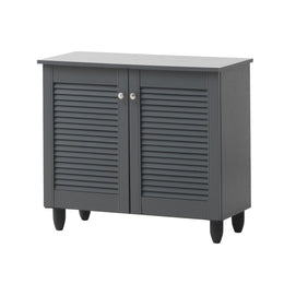 Dark grey 2-door shoe cabinet by Lavish Kitchen Isle with storage for up to 10 pairs of shoes, modern and compact design