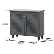 Dark grey 2-door shoe cabinet by Lavish Kitchen Isle with space for up to 10 pairs of shoes, sleek and modern storage solution.