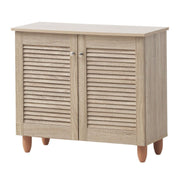 Lavish Kitchen Isle Sonoma Oak 2-door shoe cabinet with storage for up to 10 pairs, featuring a modern oak finish and sleek design.