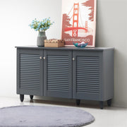 Lavish Kitchen Isle 3-door Sonoma Oak grey shoe cabinet with storage for up to 15 pairs of shoes, modern furniture for entryway organization.
