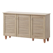 Lavish Kitchen Isle 3-door Sonoma Oak shoe cabinet with storage for up to 15 pairs of shoes, featuring sleek wooden finish