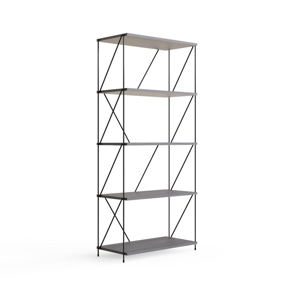 5 Tier Shelving Storage Shelves  Bookcase Unit- Grey