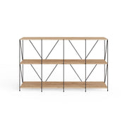 Leyo Cube Tier Shelving Storage Bookcase Unit in oak finish, featuring 4x2 open cuboid compartments for organized storage.