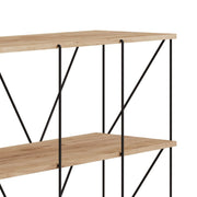 Leyo Cube Tier Shelving Storage Bookcase by Lavish Kitchen Isle, oak finish with four open compartments and sturdy frame.