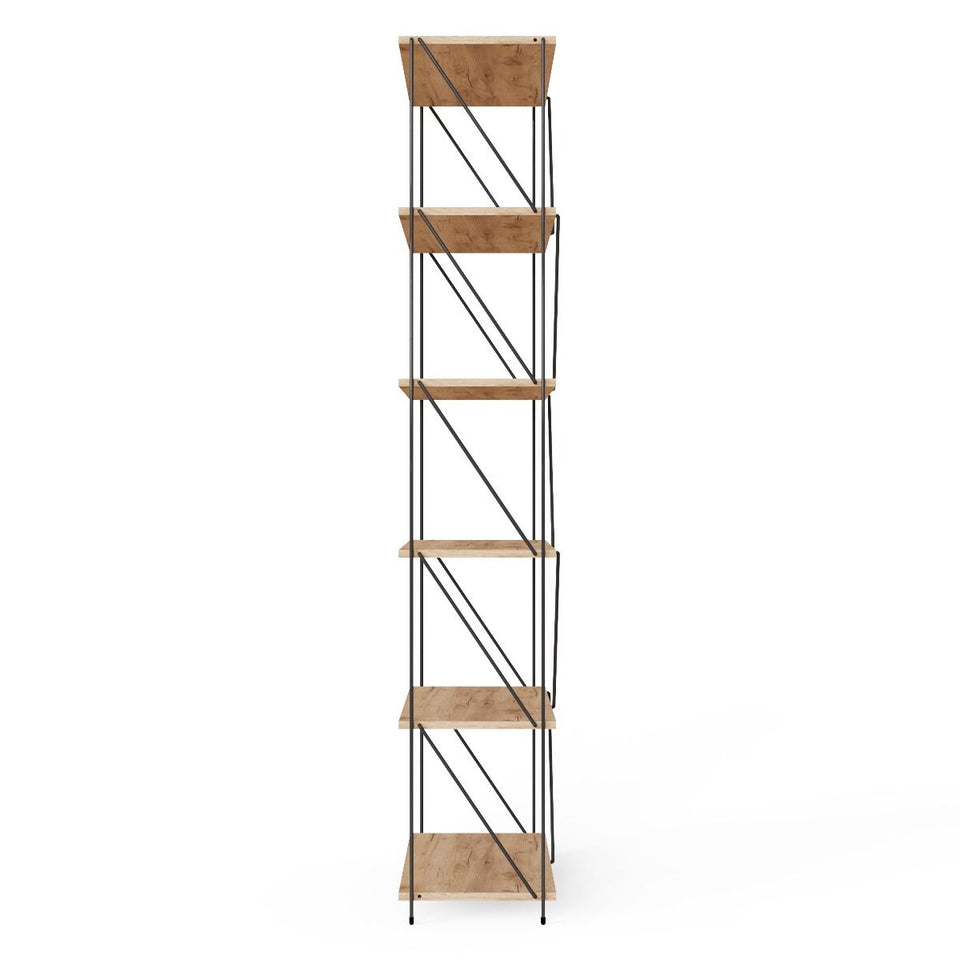 6  Tier Shelving Storage Shelves  Bookcase Unit- Oak Finish
