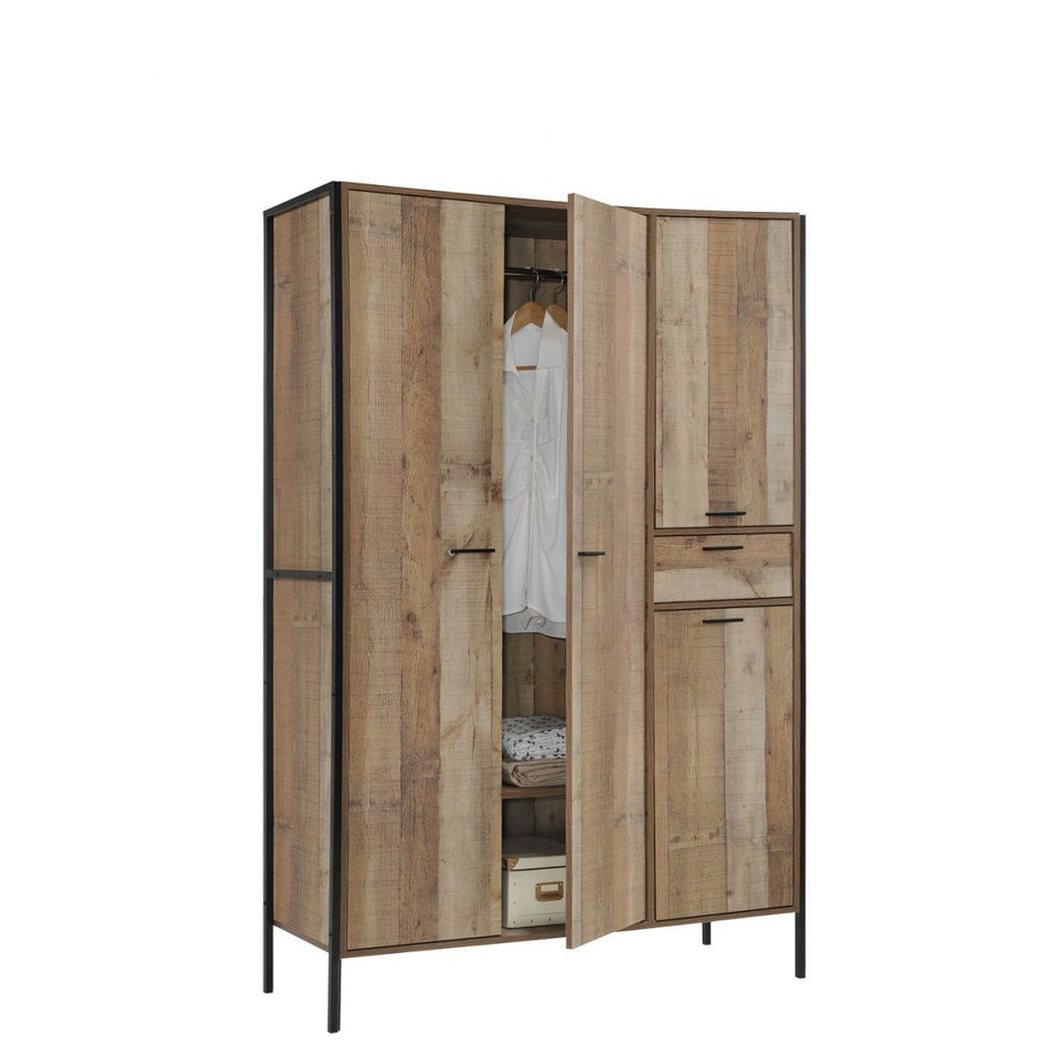 4 Door Wardrobe Storage Hanging Cupboard With Shelving Drawers