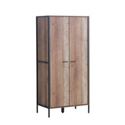 2 Door Wardrobe with Shelving Rustic Storage, Hanging Cupboard, Bedroom Furniture