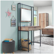 Rustic Industrial Dressing Table with Mirror Makeup Desk Vanity Table