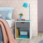 Grey and white 3-piece bedroom furniture set by Lavish Kitchen Isle, includes wardrobe, bedframe, and chest of drawers.