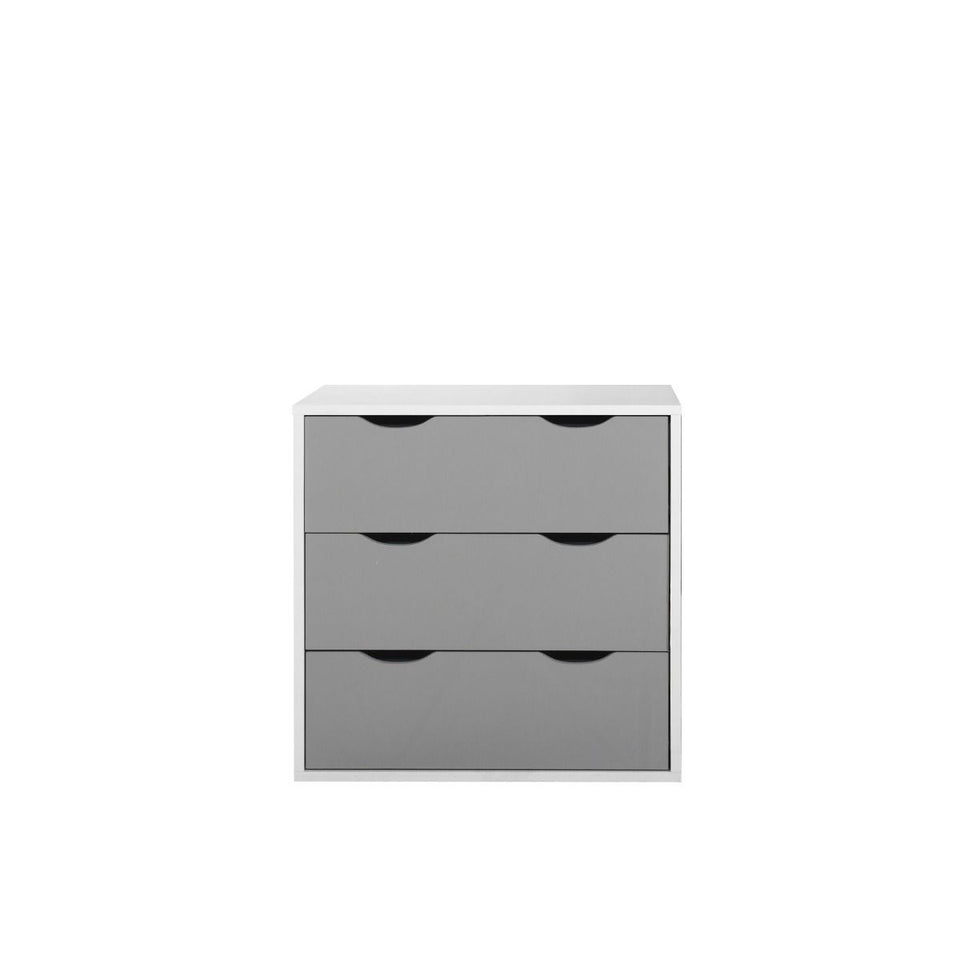 3 Piece Bedroom Furniture Set Wardrobe Bedside Cabinet Chest of Drawers 3- Grey and White