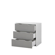 Lavish Kitchen Isle 3-drawer bedroom chest of drawers with wooden finish and ample bedside storage.