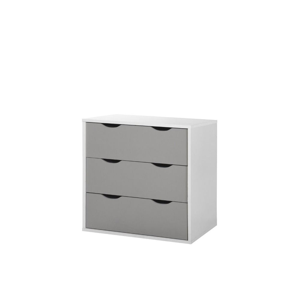 3 Piece Bedroom Furniture Set Wardrobe Bedside Cabinet Chest of Drawers 3- Grey and White