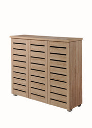 Lavish Kitchen Isle Sonoma Oak 3-door shoe cabinet with space for up to 20 pairs, featuring a modern wood finish and spacious storage.