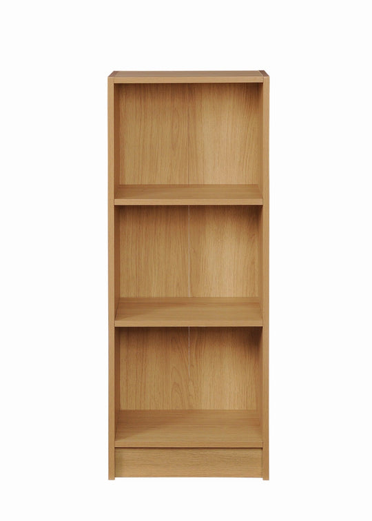 Medium Narrow Oak Bookcase with 3 Adjustable Shelves – Slim Storage Unit