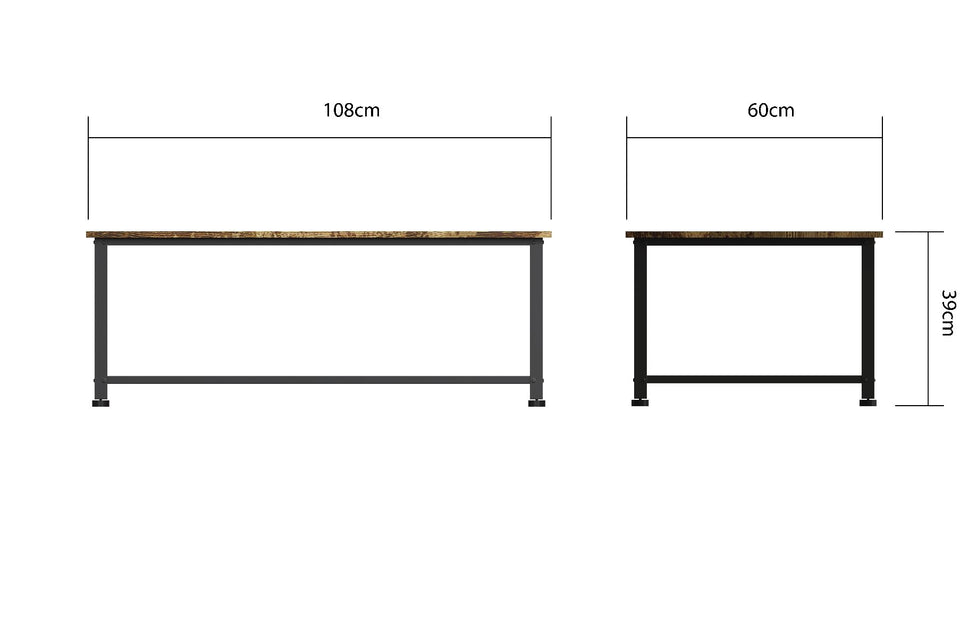 Rustic Wood Coffee Table  Rectangular  with Storage Shelf Living Room Furniture