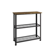 Rustic wooden shoe rack stand with mesh shelves holding 6-8 pairs of shoes, by Lavish Kitchen Isle.
